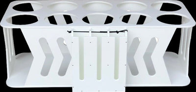 MarineFab USA designs a centralized 10-pack tank rack system that holds 10 scuba tanks and 3-5 spearguns with butts up to 4”. Please contact if your spearguns require larger a larger pocket than 4”. This scuba dive tank rack holds up to 10 tanks and secures them on your boat.