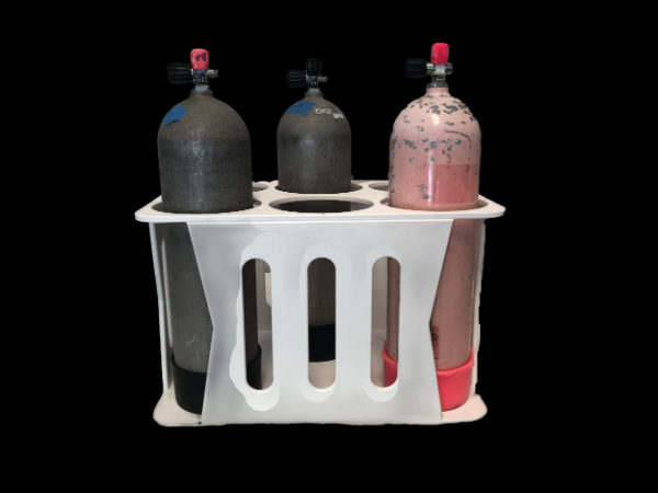 6-Pack Dive Tank Rack with Scuba Tanks